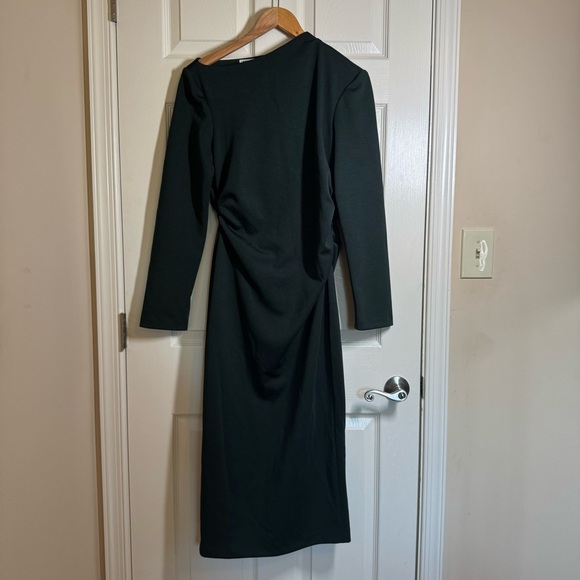 Zara Solid Dark Green Midi Dress Size M NWT